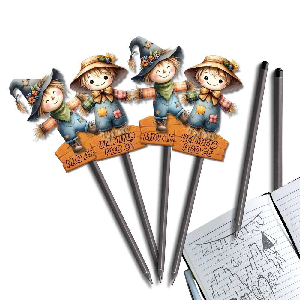 Kit 25 Lembrancinhas Card Lápis Junino Arraia Escolar Mimo