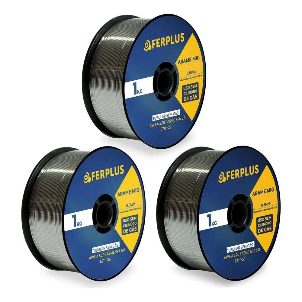2X Arame Solda Mig Uso Sem Gás 0.8Mm 3 Rolos De 1Kg Cada