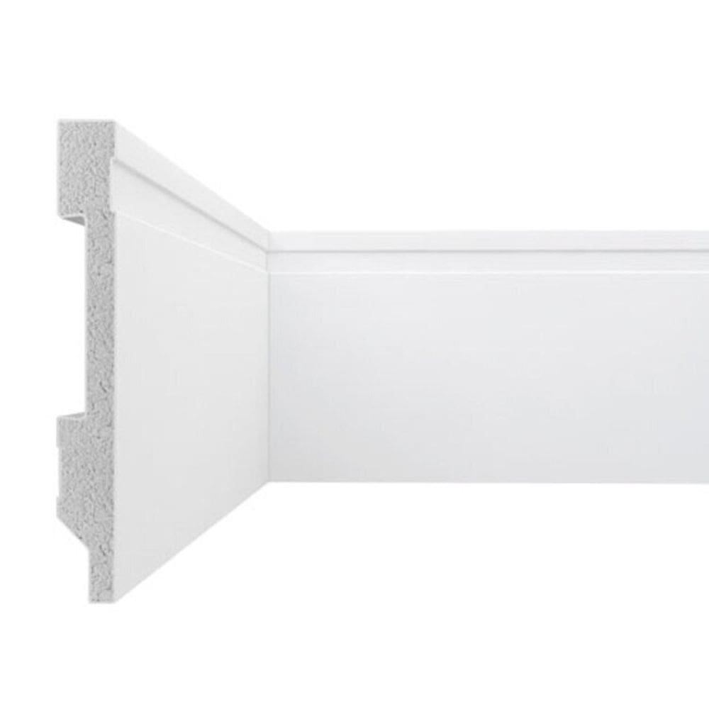 Kit 24 Metros Lineares Rodapé Frisado 10cm em Poliestireno Floort Branco