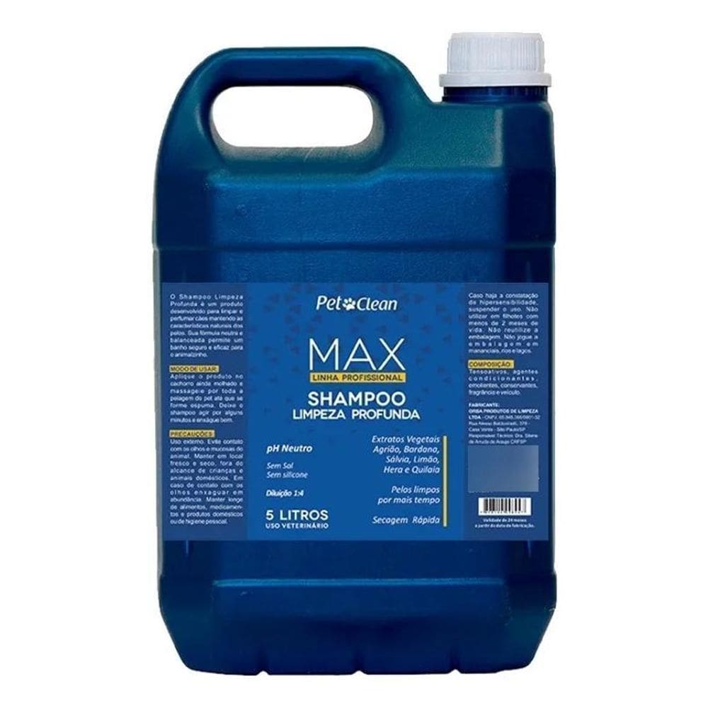 2X Shampoo Premium Banho Tosa Pet Clean Max 5L