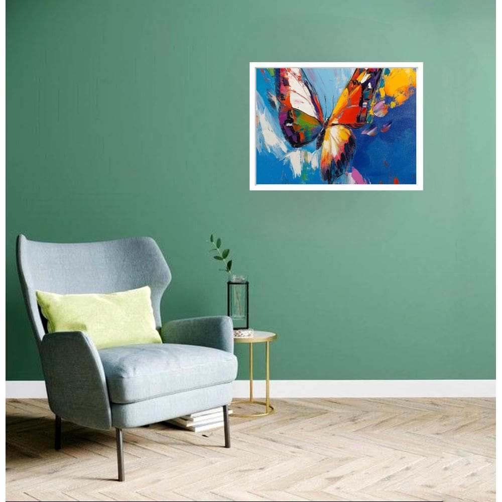 Quadro Decorativo Borboleta Painel Azul - 50X70Cm