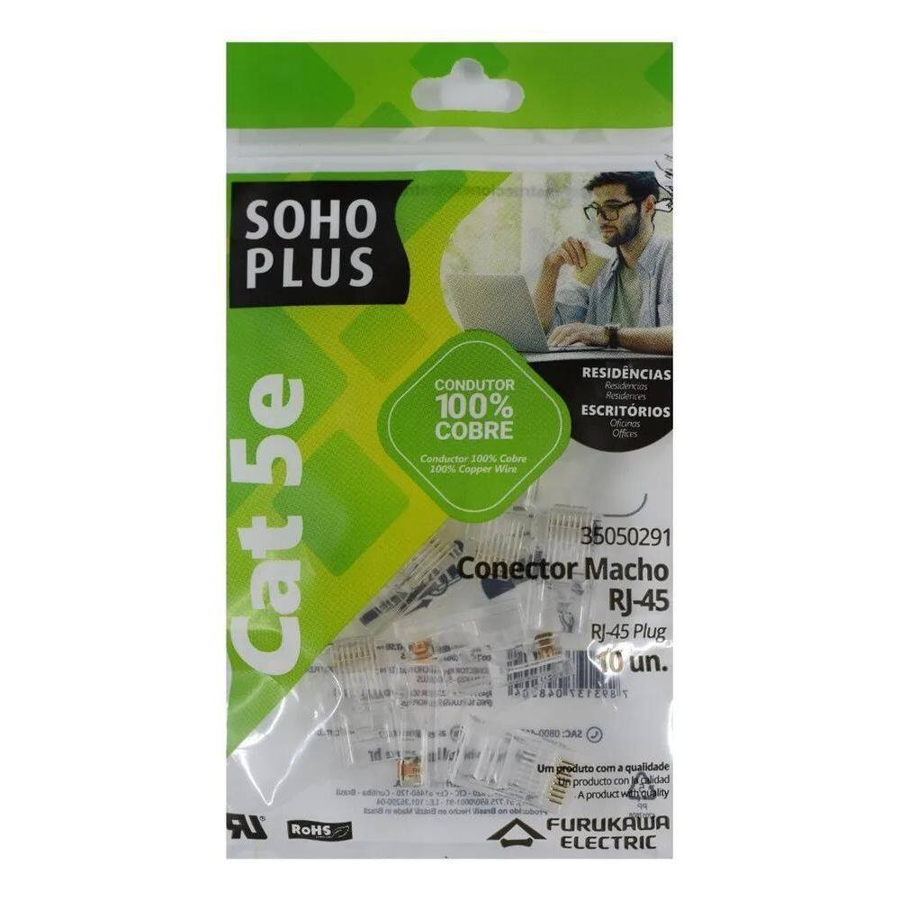 2X Conector Macho Rj45 Furukawa Sohoplus Cat5E - 10 Peças