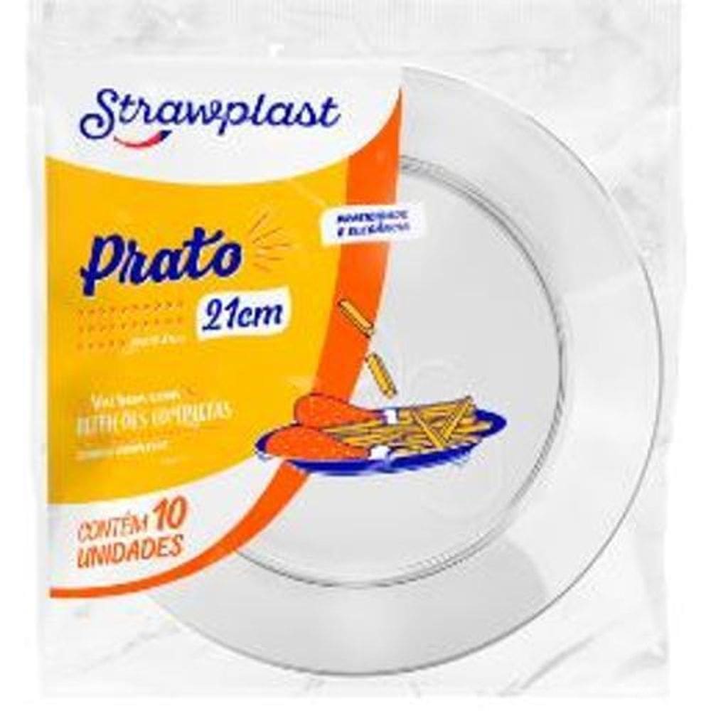 Prato Redondo De Acrílico 21Cm - 10 Unidades