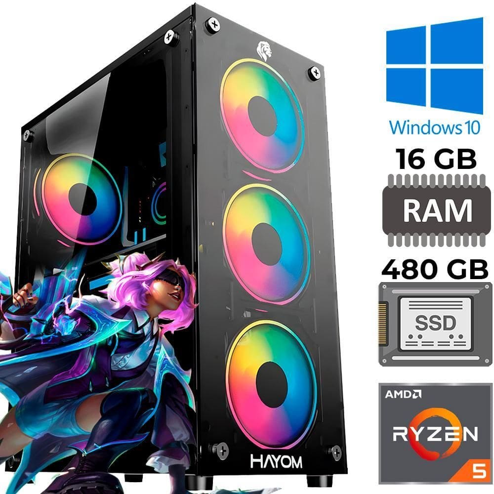 Computador Gamer Amd Ryzen 5 5600Gt, 16Gb Ddr4, Ssd 480Gb