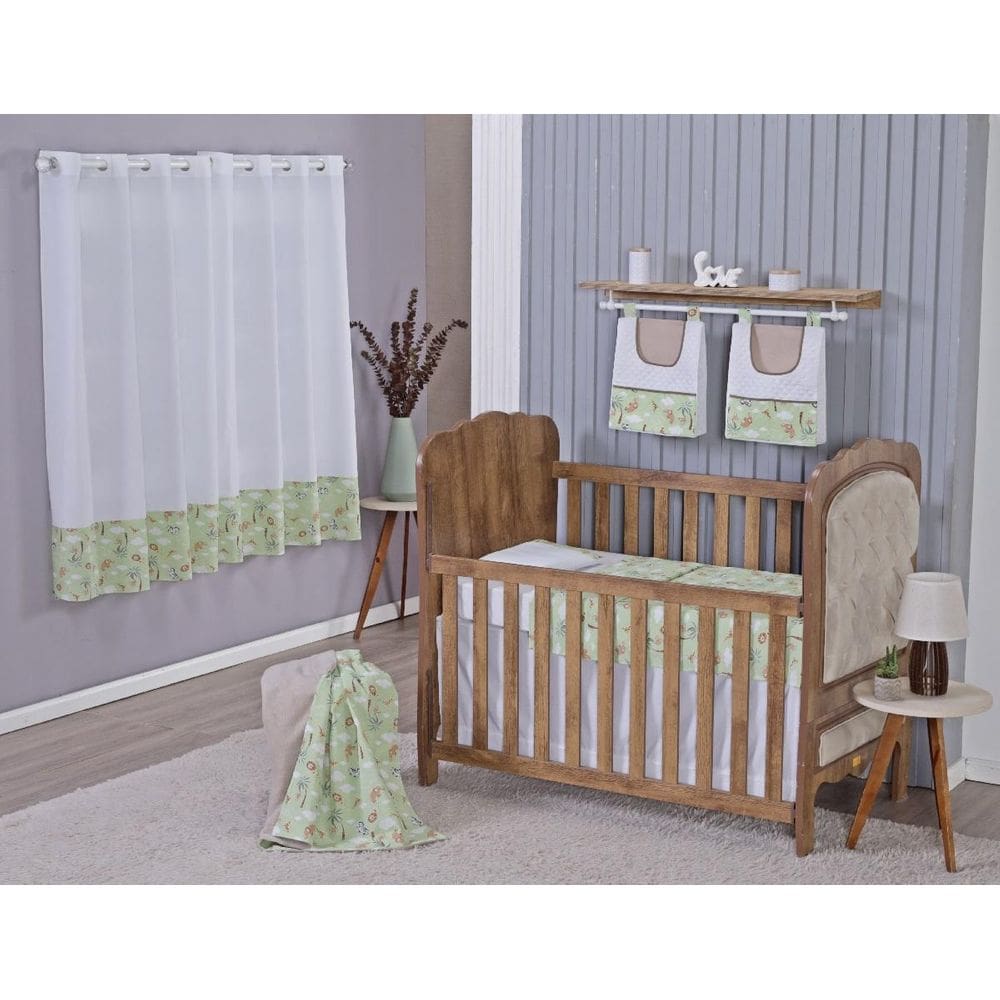 Enxoval Bebe Kit Berço Americano Cortina Algodão Menino