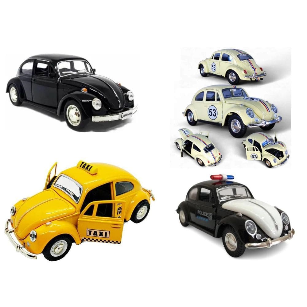 Kit 4 Super Miniatura Carrinho Ferro Fusca 1957 Herbie Abre