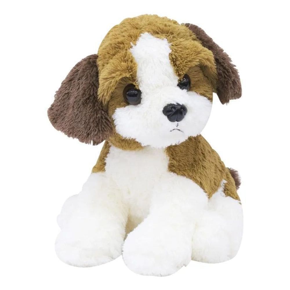 Cachorro De Pelúcia Filhote Sentado Marrom Com Branco 29Cm