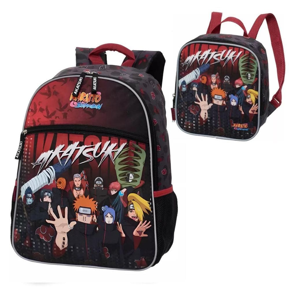 Kit Mochila E Lancheira Escolar Naruto Akatsuki Rising 978J