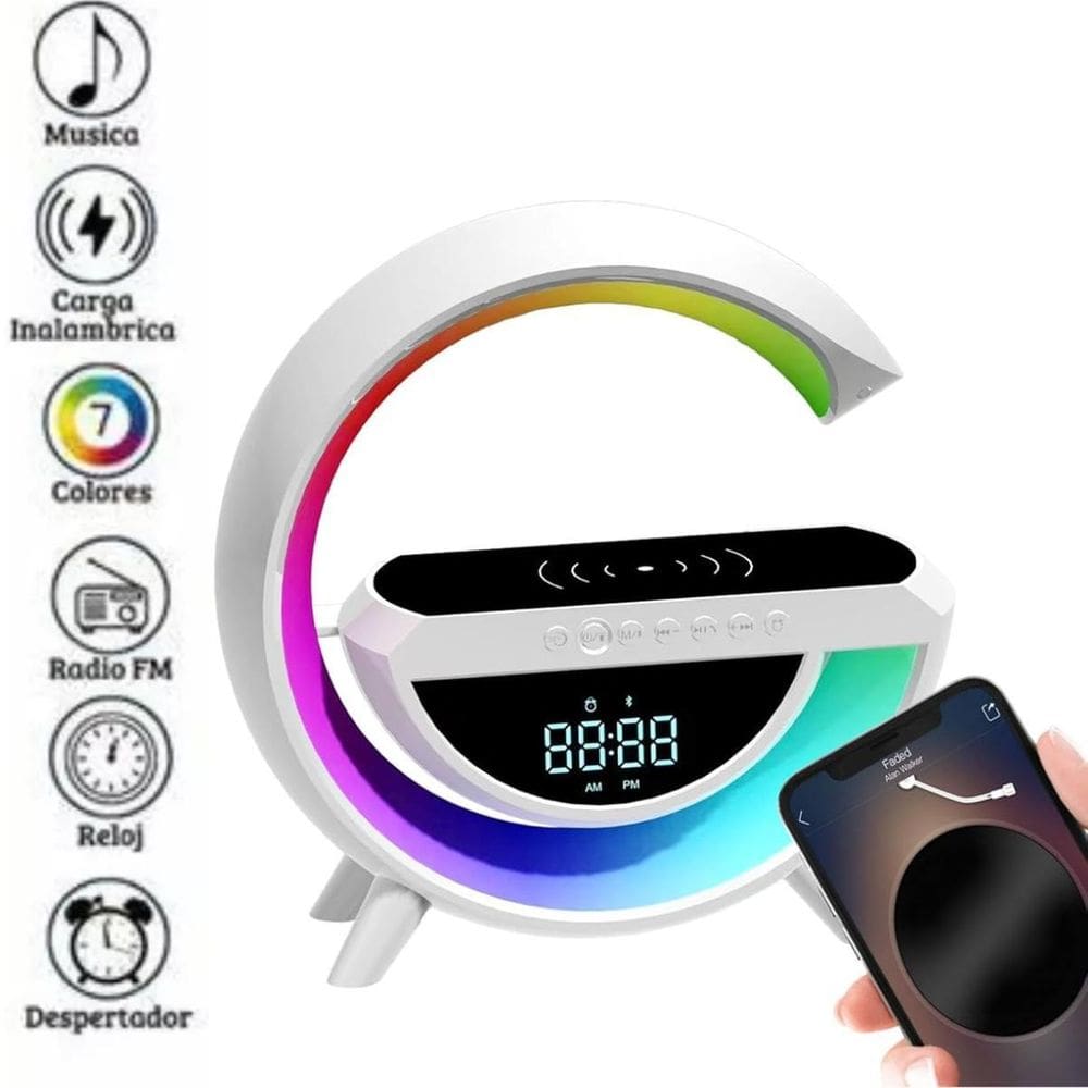 Luminária G Speaker Branca Som Potente Bivolt