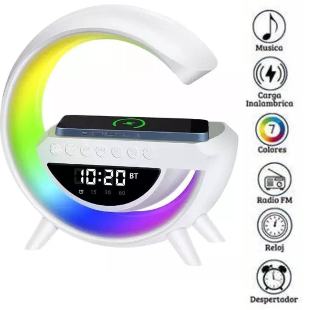 Carregador Indução Luminária G Speaker Som Potente