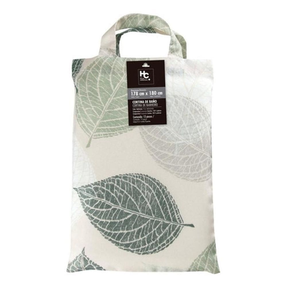 Cortina De Banho Folhas Verdes 180X180 Cm