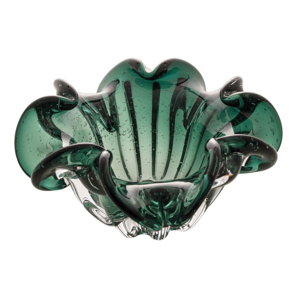 Centro de Mesa Decorativo de Vidro Murano Italy Verde Esmeralda 21x10cm Wolff