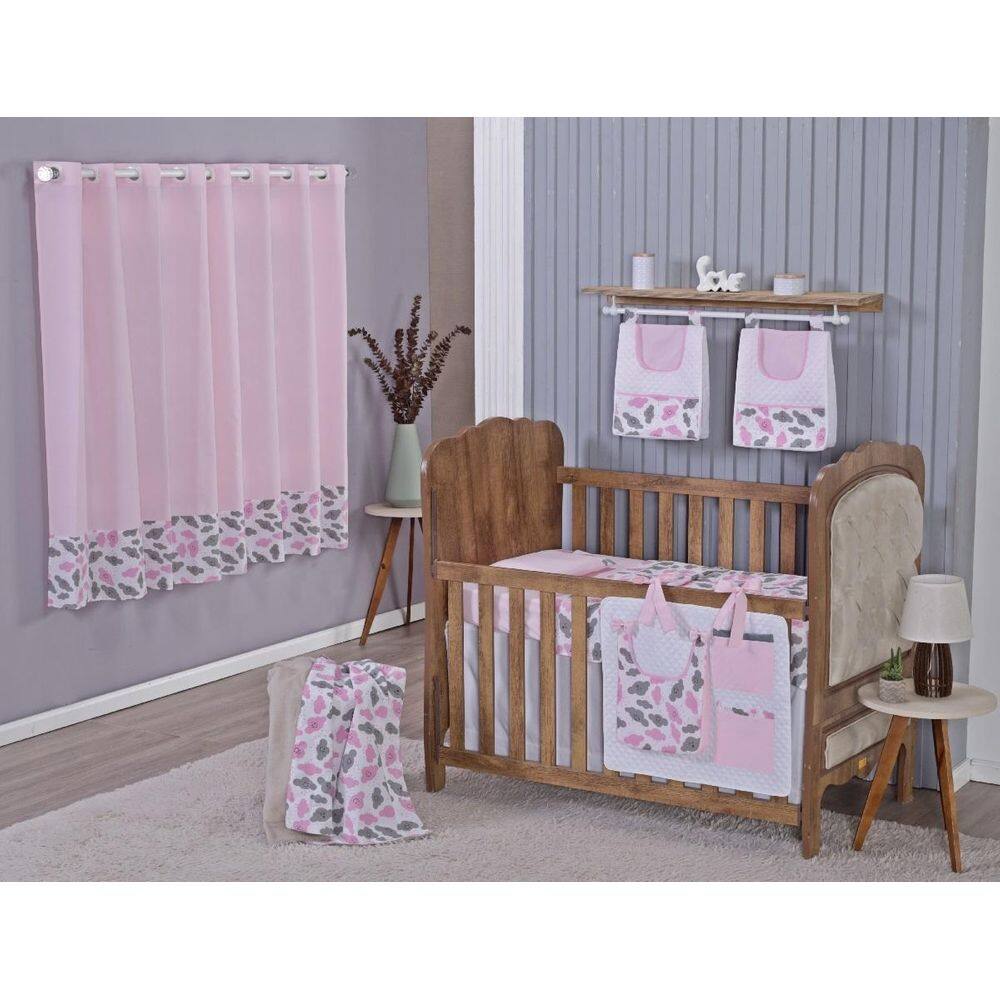 Enxoval Bebe Kit Berço Americano Cortina Algodão Menino