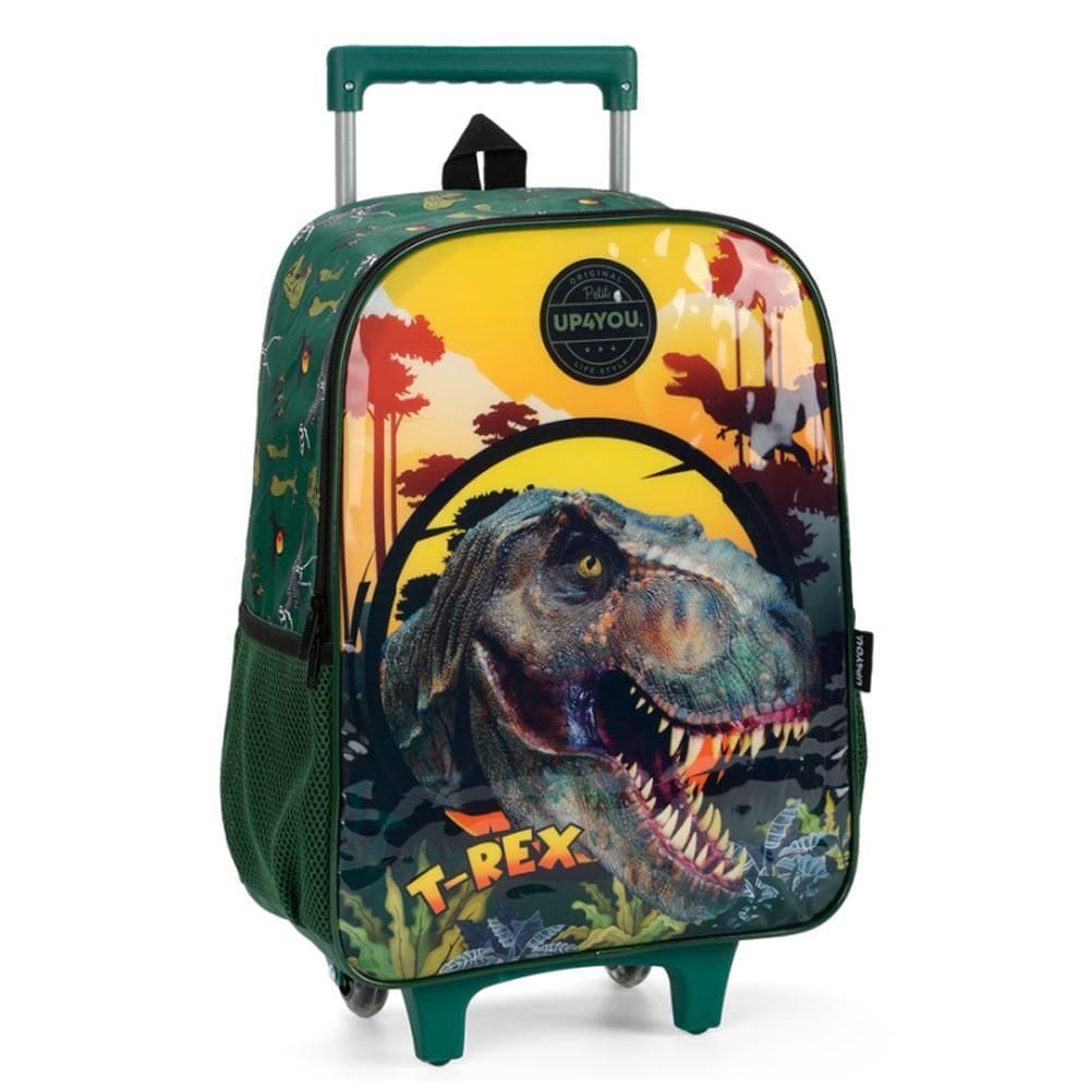 Mochila De Rodinhas T Rex Petit Verde Escolar - Luxcel