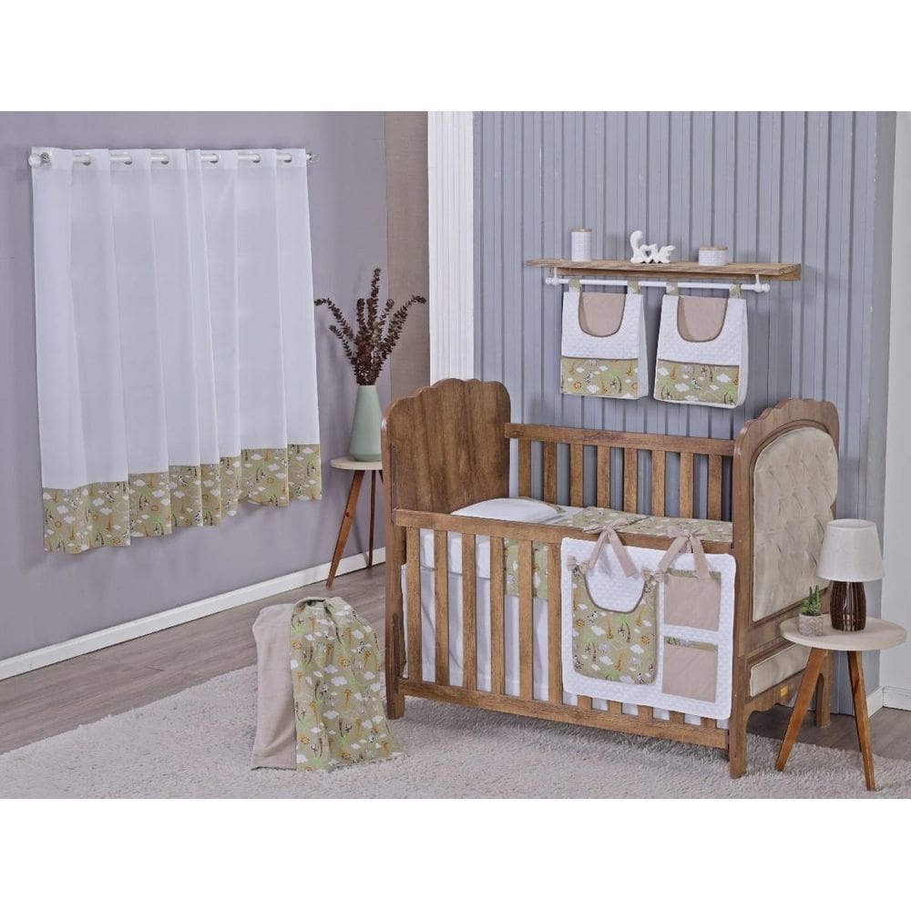Enxoval Bebe Kit Berço Americano Cortina Algodão Menino