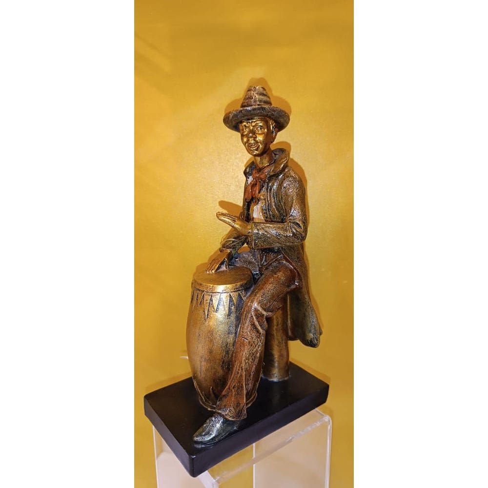 Enfeite Musico Tambor Decorativo De Resina 28Cm