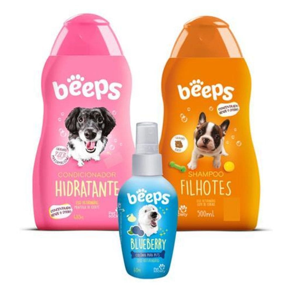 Kit Beeps Condicionador+ Shampoo Filhotes+ Colonia Blueberry