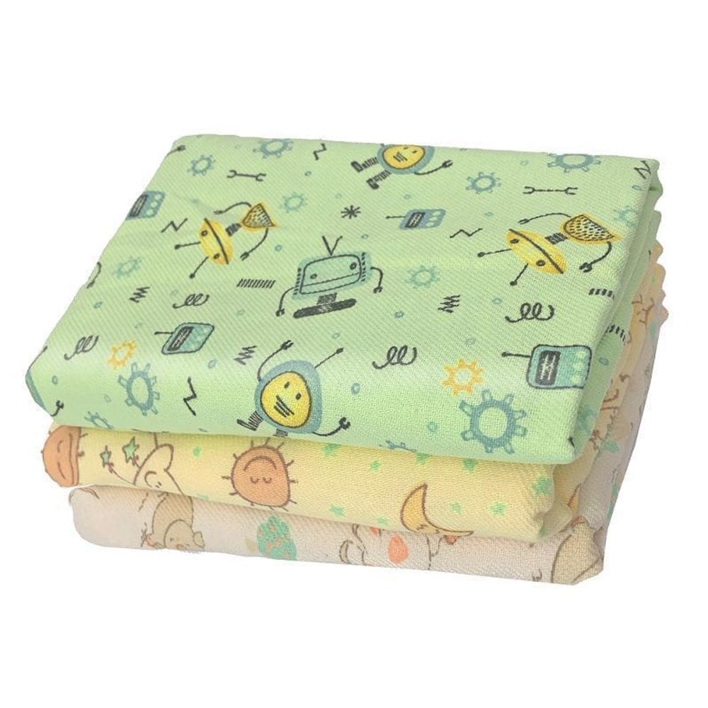 Kit 3 Cueiros Bebê Manta Flanelado Estampado 80X60 Neutro