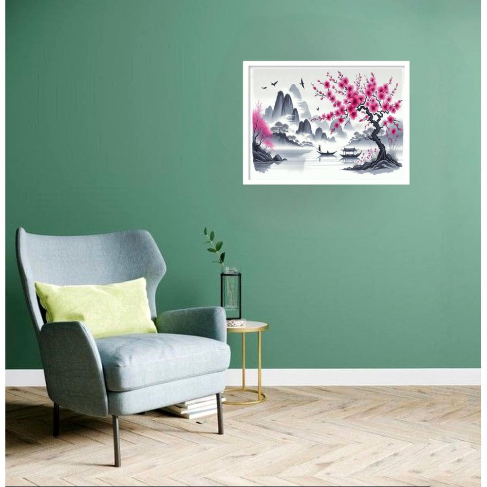 Quadro Decorativo Cerejeira Rosa Japonesa - 50X70Cm