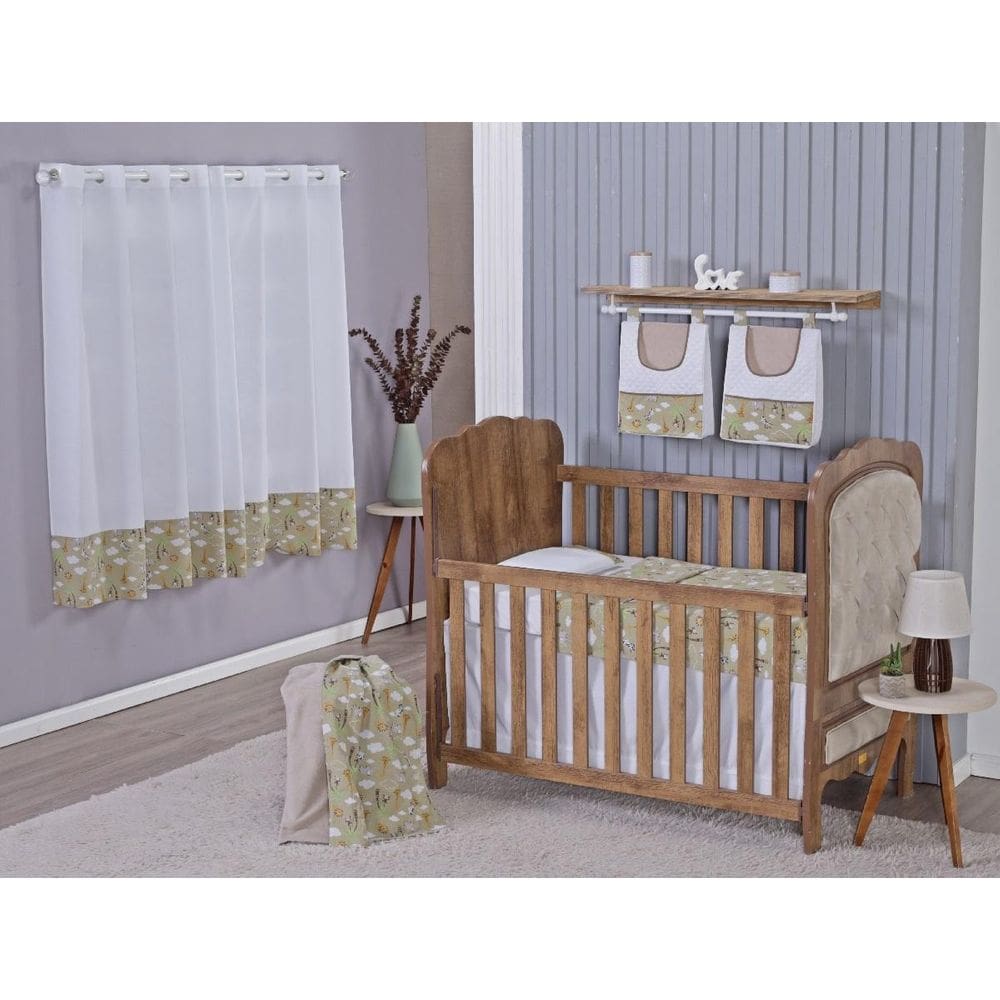Enxoval Bebe Kit Berço Americano Cortina Algodão Menino