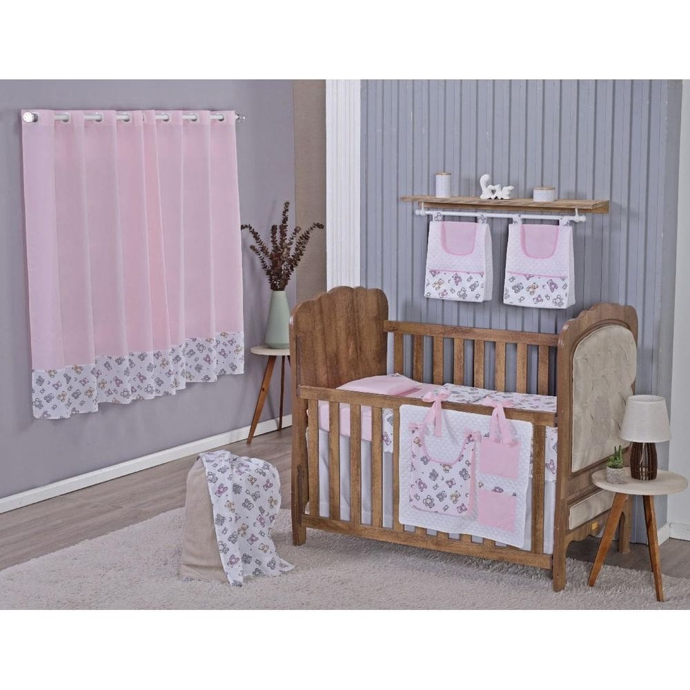 Enxoval Bebe Kit Berço Americano Cortina Algodão Menino