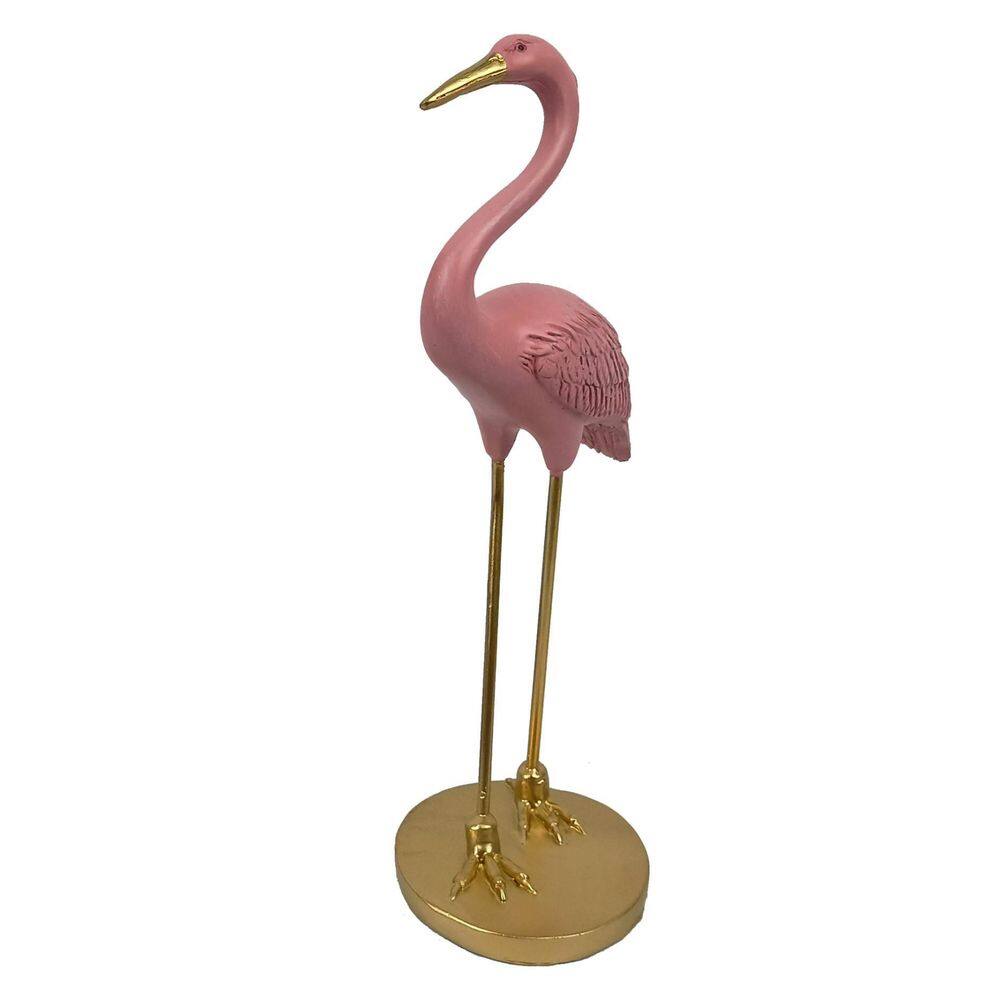 Enfeite Decorativo Cisne Rosa De Resina Para Casa 27Cm
