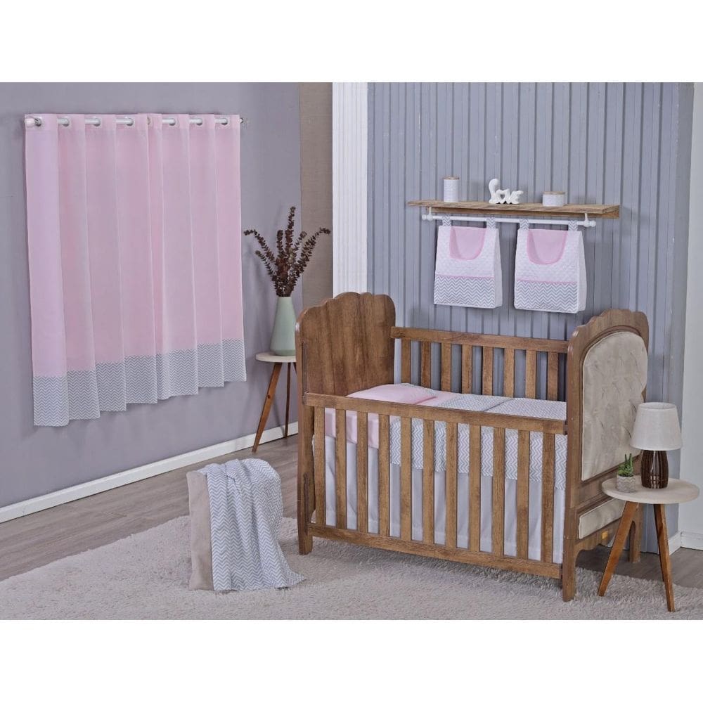 Enxoval Bebe Kit Berço Americano Cortina Algodão Menino