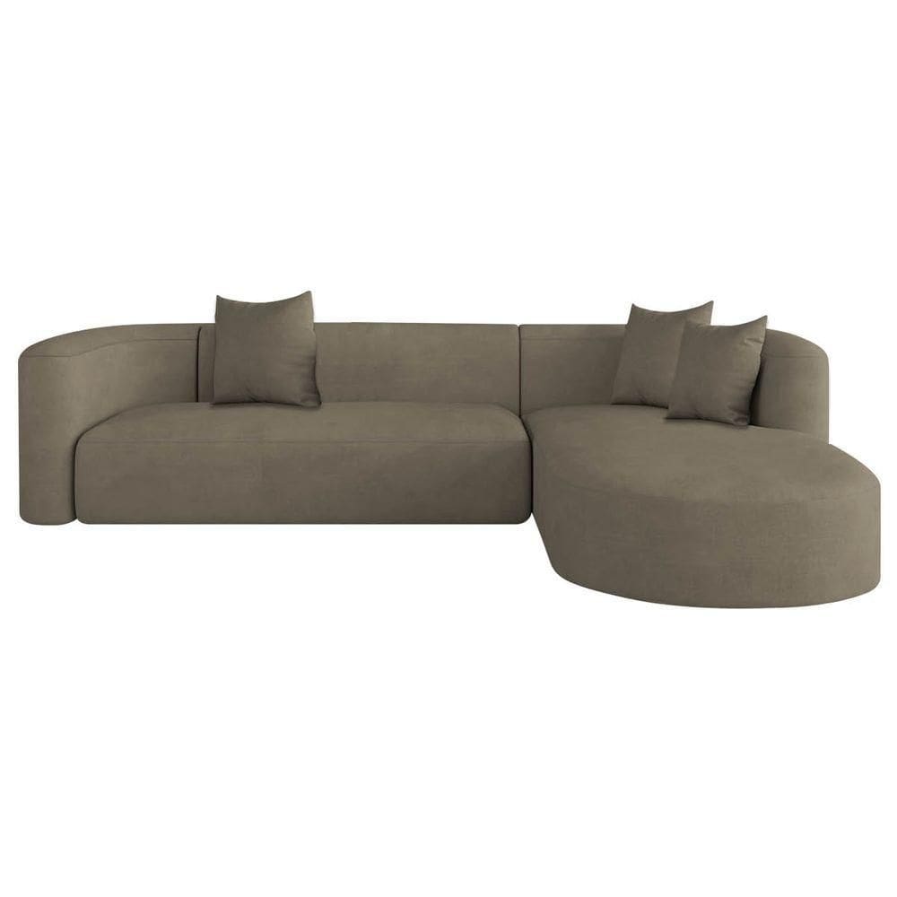 Sofá Modular Celinne Luxuoso Sala De Estar Decoração Luxo 265cm Suede Cor Cappuccino