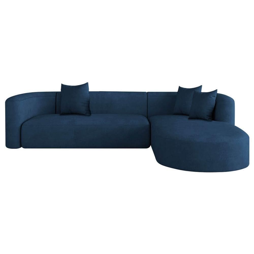 Sofá Modular Celinne Luxuoso Sala De Estar Decoração Luxo 265cm Suede Cor Azul Marinho