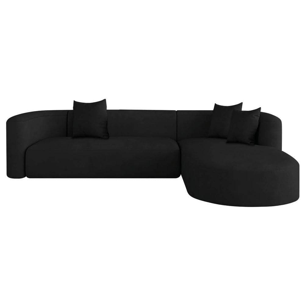 Sofá Modular Celinne Luxuoso Sala De Estar Decoração Luxo 265cm Suede Cor Preto