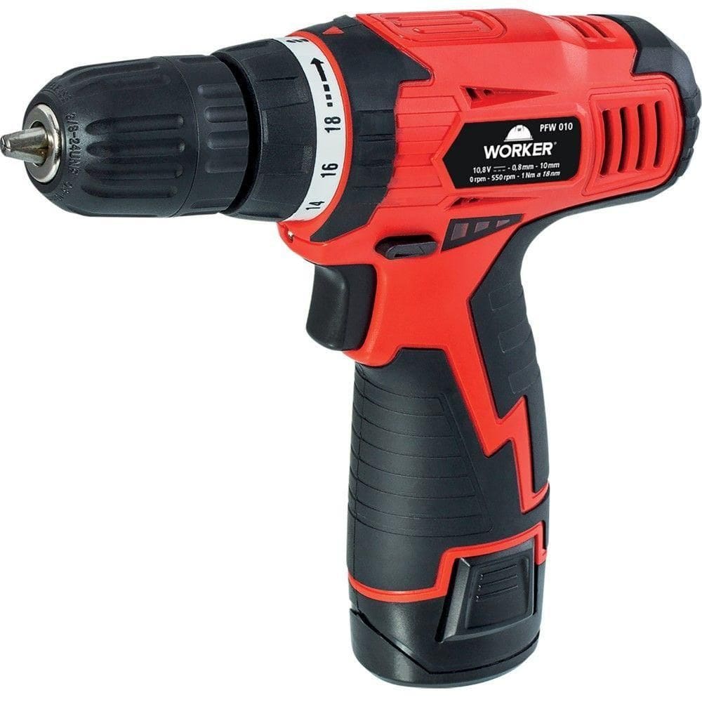 Furadeira Parafusadeira 10,8v Bateria Bivolt Worker