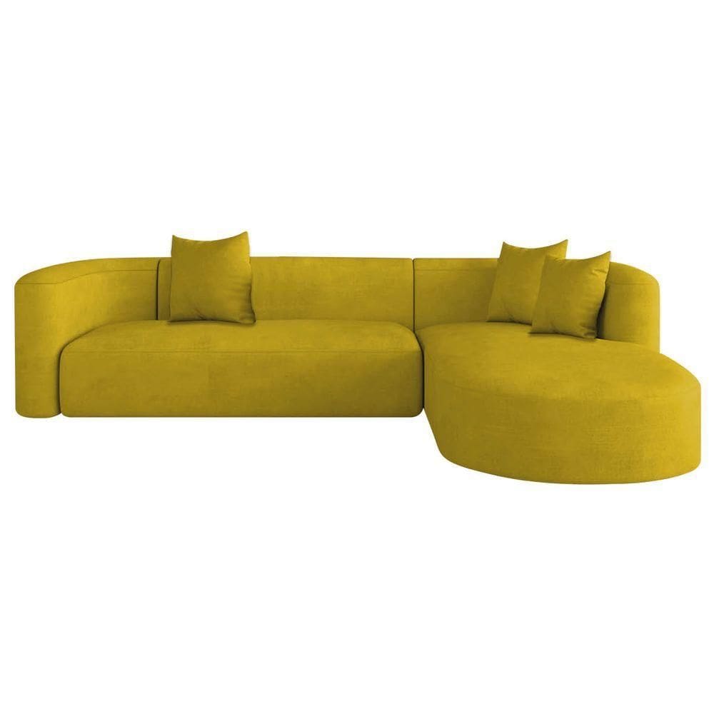 Sofá Modular Celinne Luxuoso Sala De Estar Decoração Luxo 265cm Suede Cor Amarelo