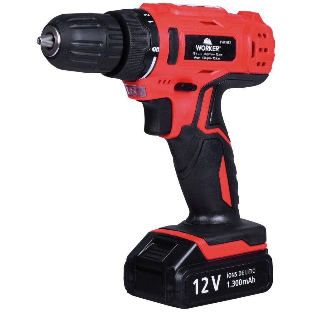 Furadeira Parafusadeira 12v Bateria Bivolt 50pcs Worker