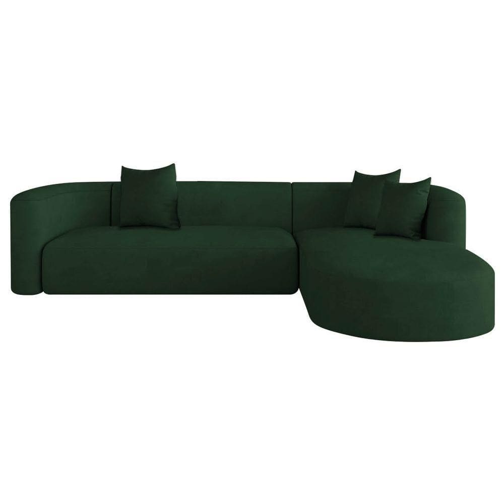 Sofá Modular Celinne Luxuoso Sala De Estar Decoração Luxo 265cm Suede Cor Verde