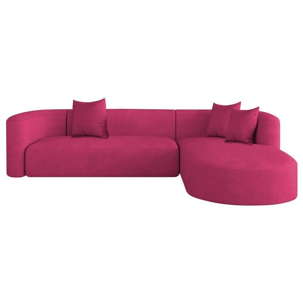 Sofá Modular Celinne Luxuoso Sala De Estar Decoração Luxo 265cm Suede Cor Pink
