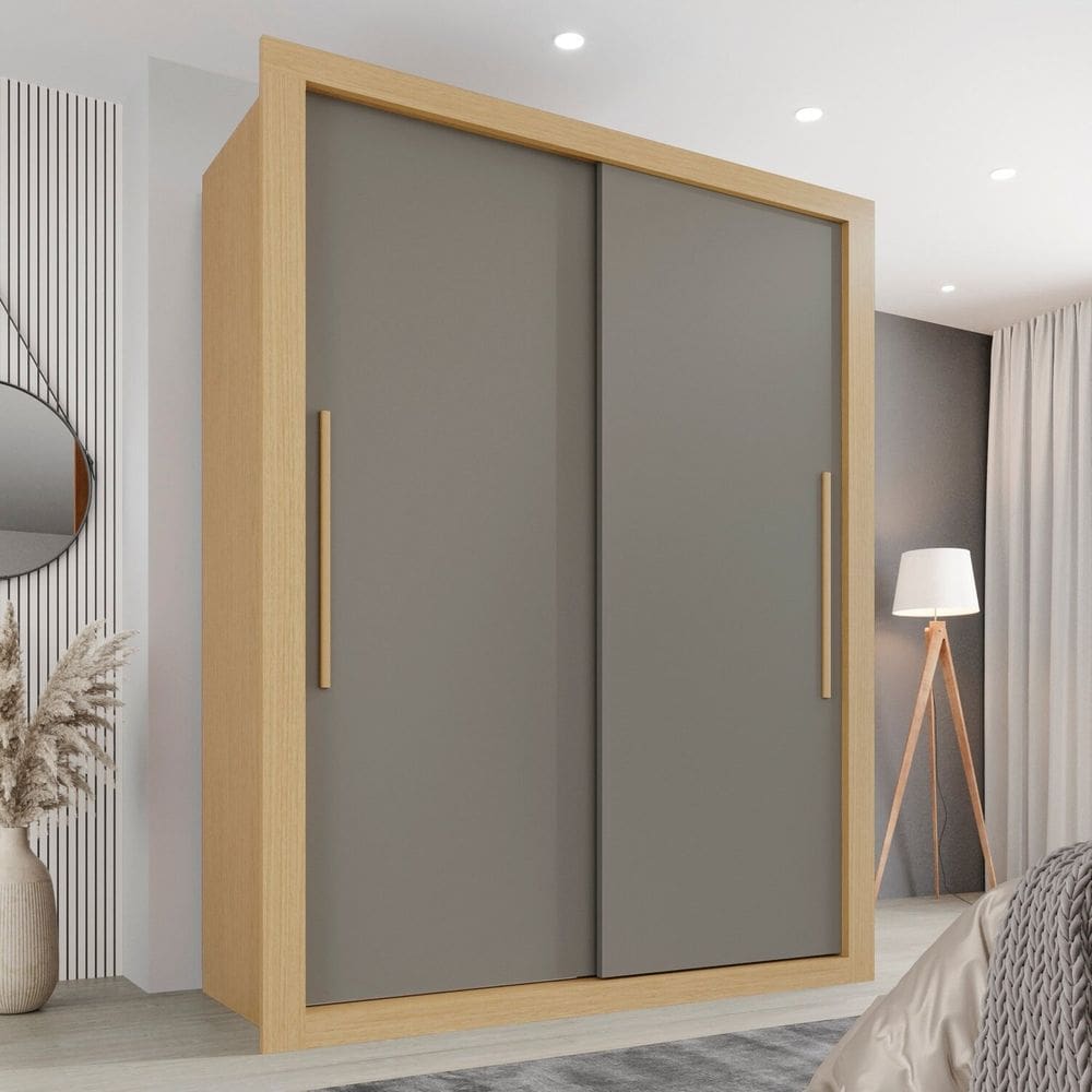 Guarda-roupa Solteiro 2 Portas 2 Gavetas Costa Rica Jequitibá/Granizo