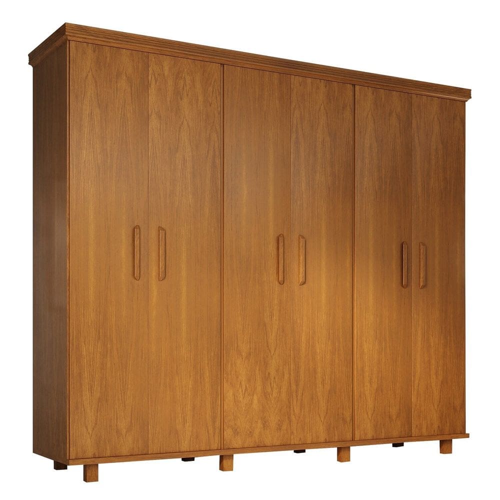 Guarda-roupa 6 Portas 100% Madeira Ibiza Mogno Mel