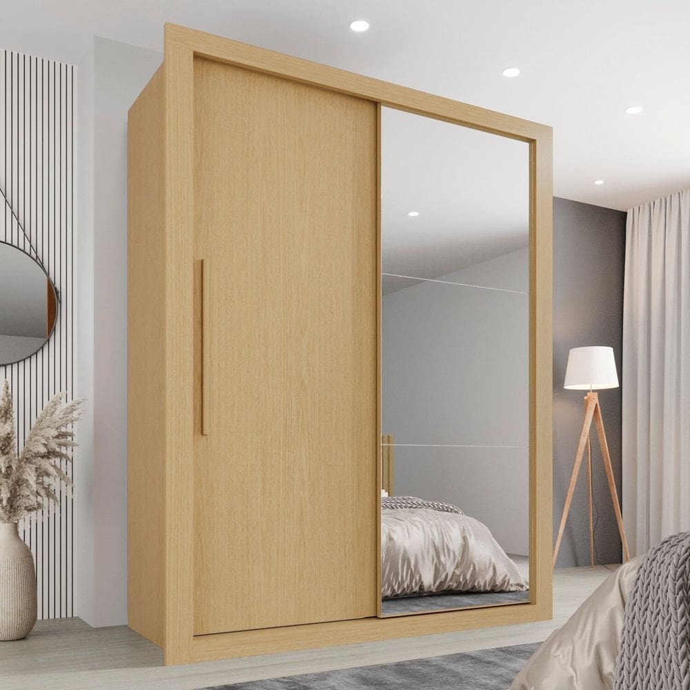 Guarda-roupa Solteiro com Espelho 2 Portas 2 Gavetas Costa Rica Jequitiba