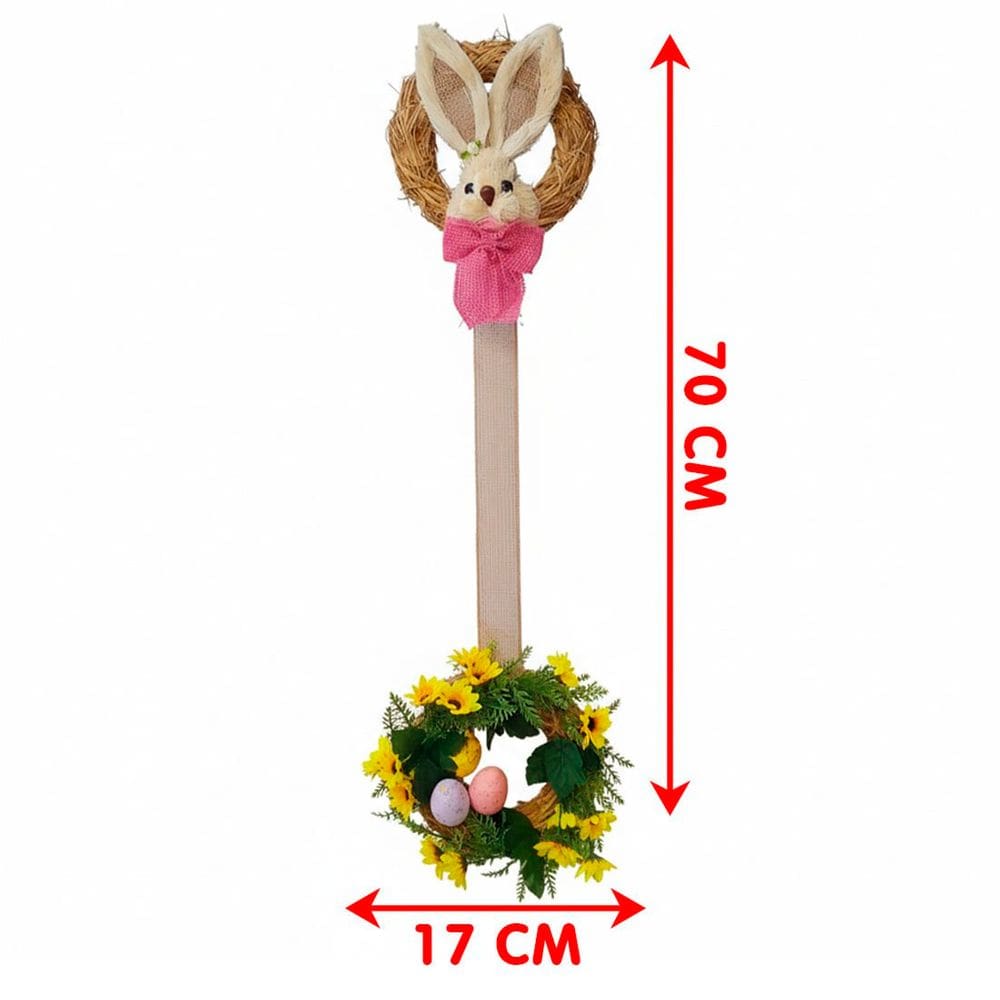 Escapulário Pendente Guirlanda Páscoa Cabeça Coelho De 70cm
