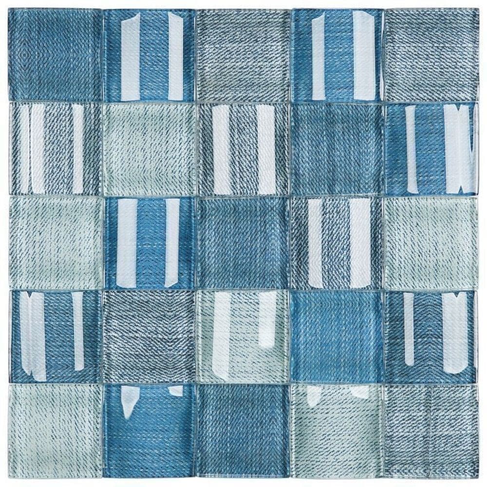 Kit 1m² Pastilha de Vidro Patchwork 30cm X 30cm Azul