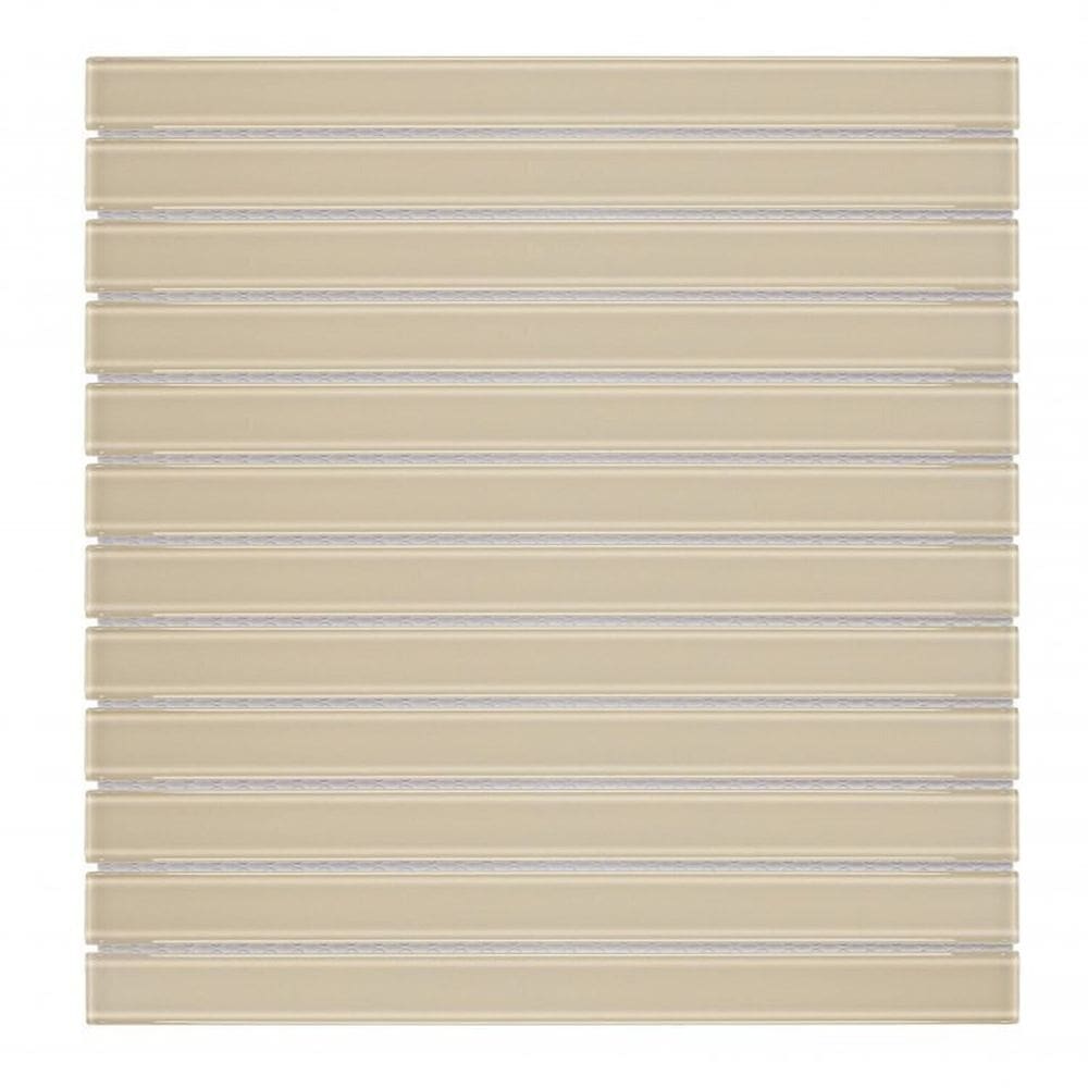 Kit 1m² Pastilha de Vidro Lisa 30cm X 30cm Bege Claro