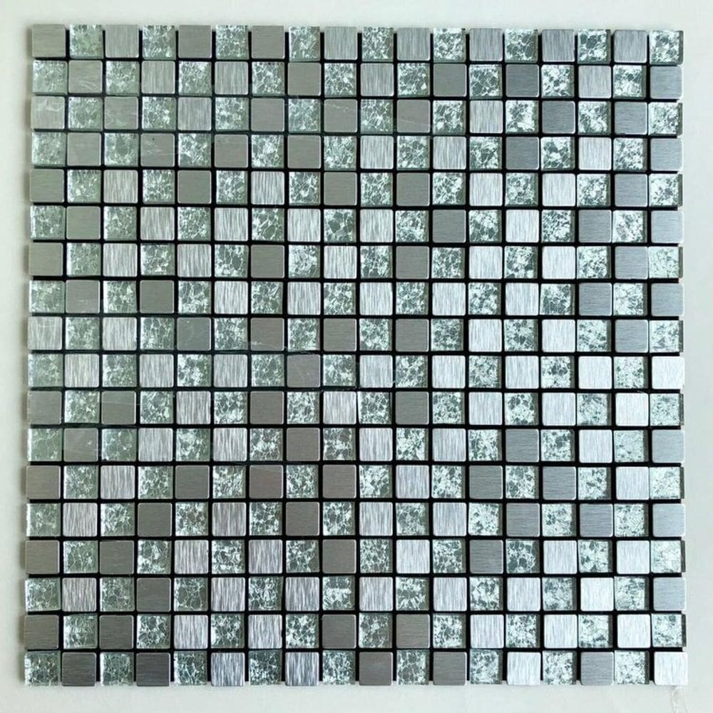 Kit 1m² Pastilha Autocolante de Metal 30cm X 30cm Prata