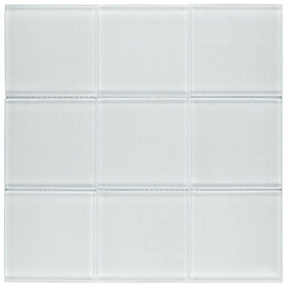 Kit 1m² Pastilha de Vidro Patchwork 30cm X 30cm Branco polido