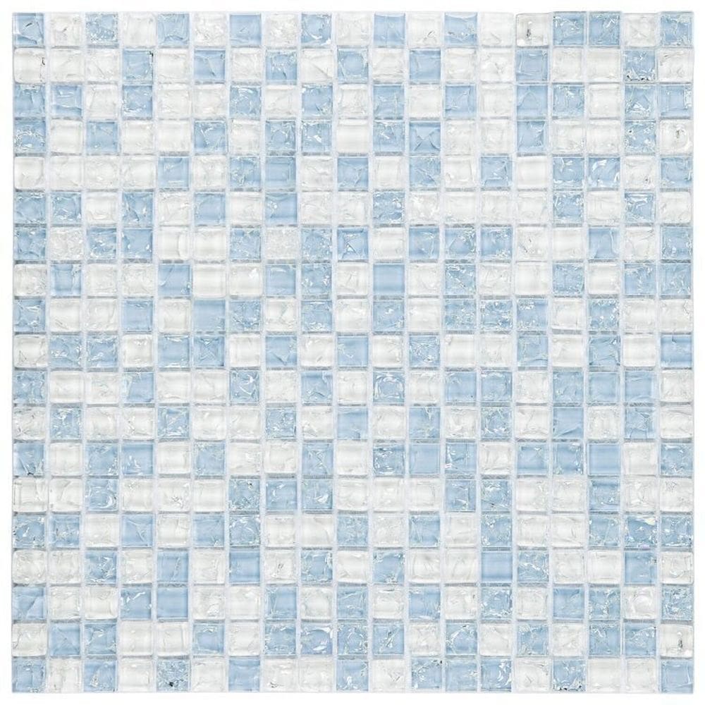 Kit 1m² Pastilha de Vidro Galliano 30cm X 30cm Branco/Azul