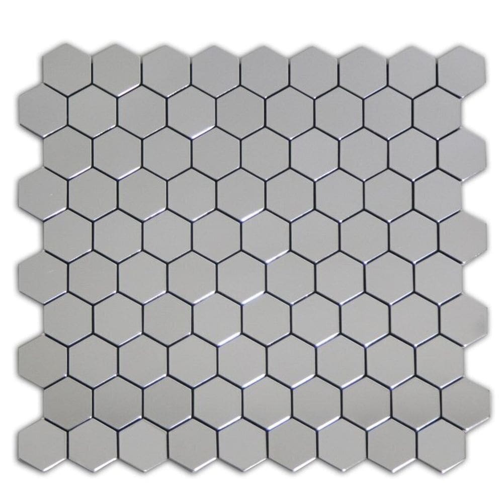 Kit 1m² Pastilha Autocolante de Metal 30cm X 30cm Prata Polido