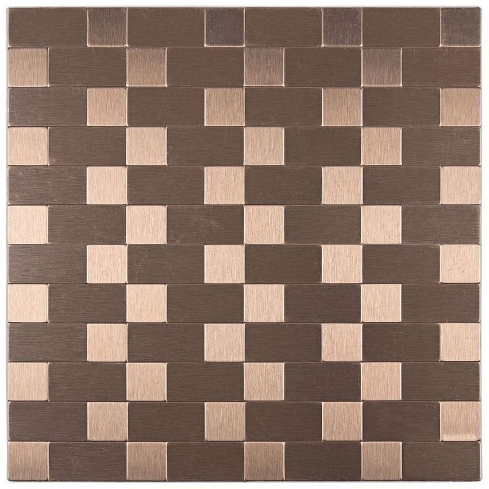 Kit 1m² Pastilha Autocolante de Metal 30cm X 30cm Bronze