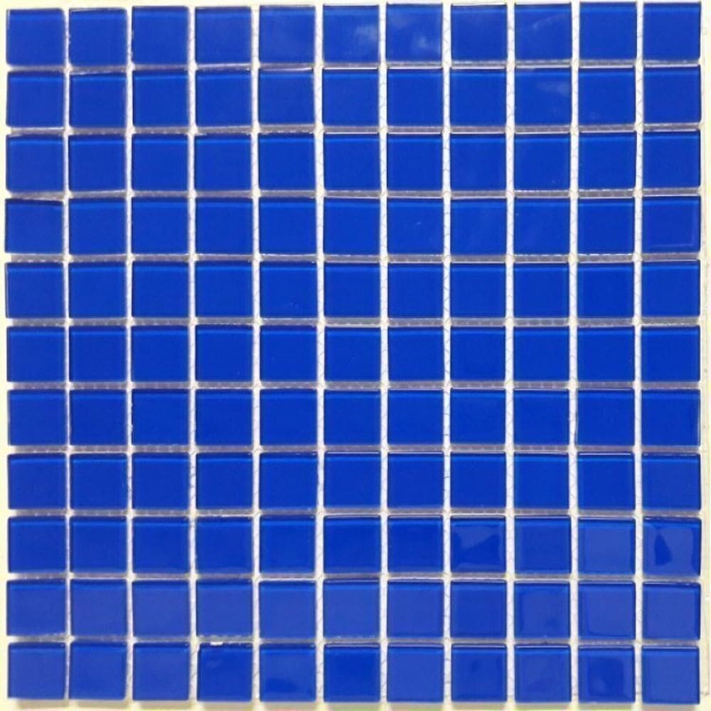 Kit 1m² Pastilha de Vidro e Cristal 30cm X 30cm Azul