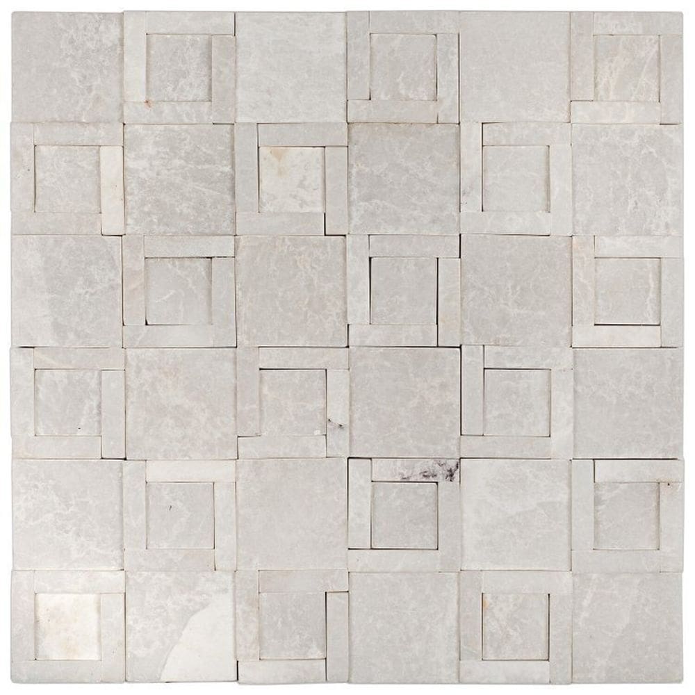 Kit 1m² Pastilha de Vidro Mesclada 30cm X 30cm Branco Especial