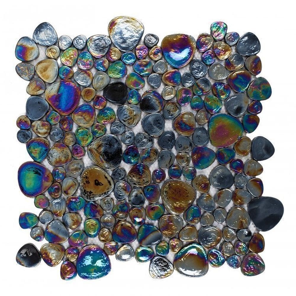 Kit 1m² Pastilha de Vidro e Mesclada 30cm X 30cm Colorido/ Furta Cor