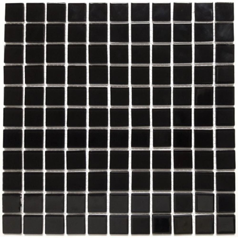 Kit 1m² Pastilha de Vidro e Cristal 30cm X 30cm Preto